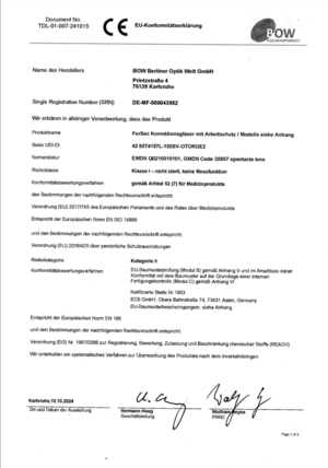 Konformitätserklärung 241015 PSA Forsec Gläser TDL 1SV Org Konformitätserklärung 241015 PSA Forsec Gläser TDL 1SV Org