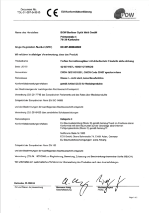 Konformitätserklärung 241015 PSA Forsec Gläser TDL 1SV Min Konformitätserklärung 241015 PSA Forsec Gläser TDL 1SV Min